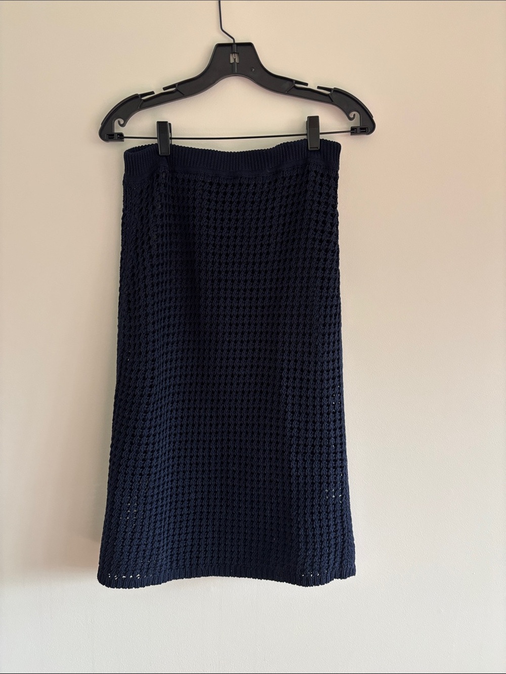 Theory Navy Cotton Knit Midi Skirt